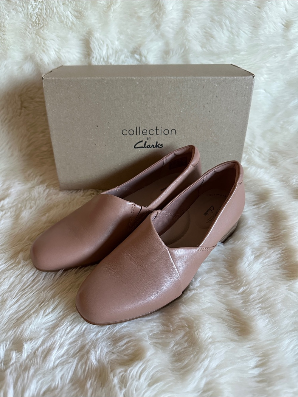 NIB Clarks Womens Juliet Palm-Praline Leather Dress Loafer Comfortable Heels US5